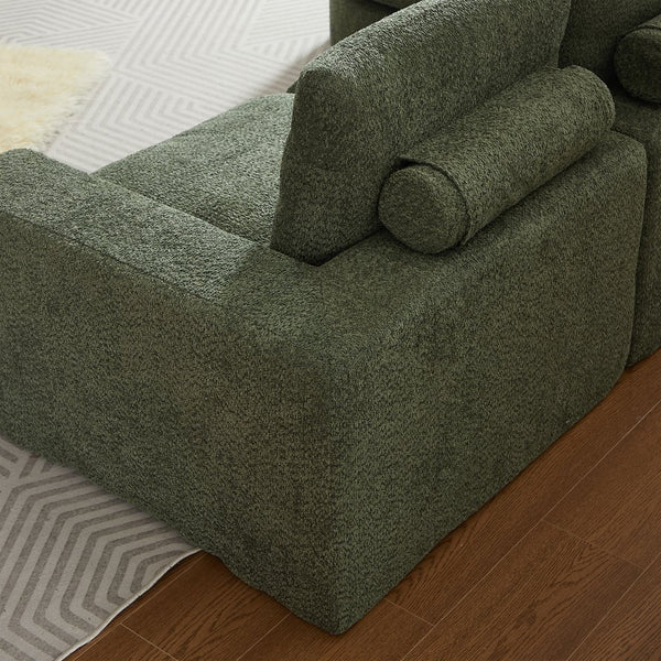 English Elm 99-Inch Chenille Cloud Curved Sectional Sofa - L-Shaped, No Assembly, Deep Seats & Neck Pillows Included W834S00479