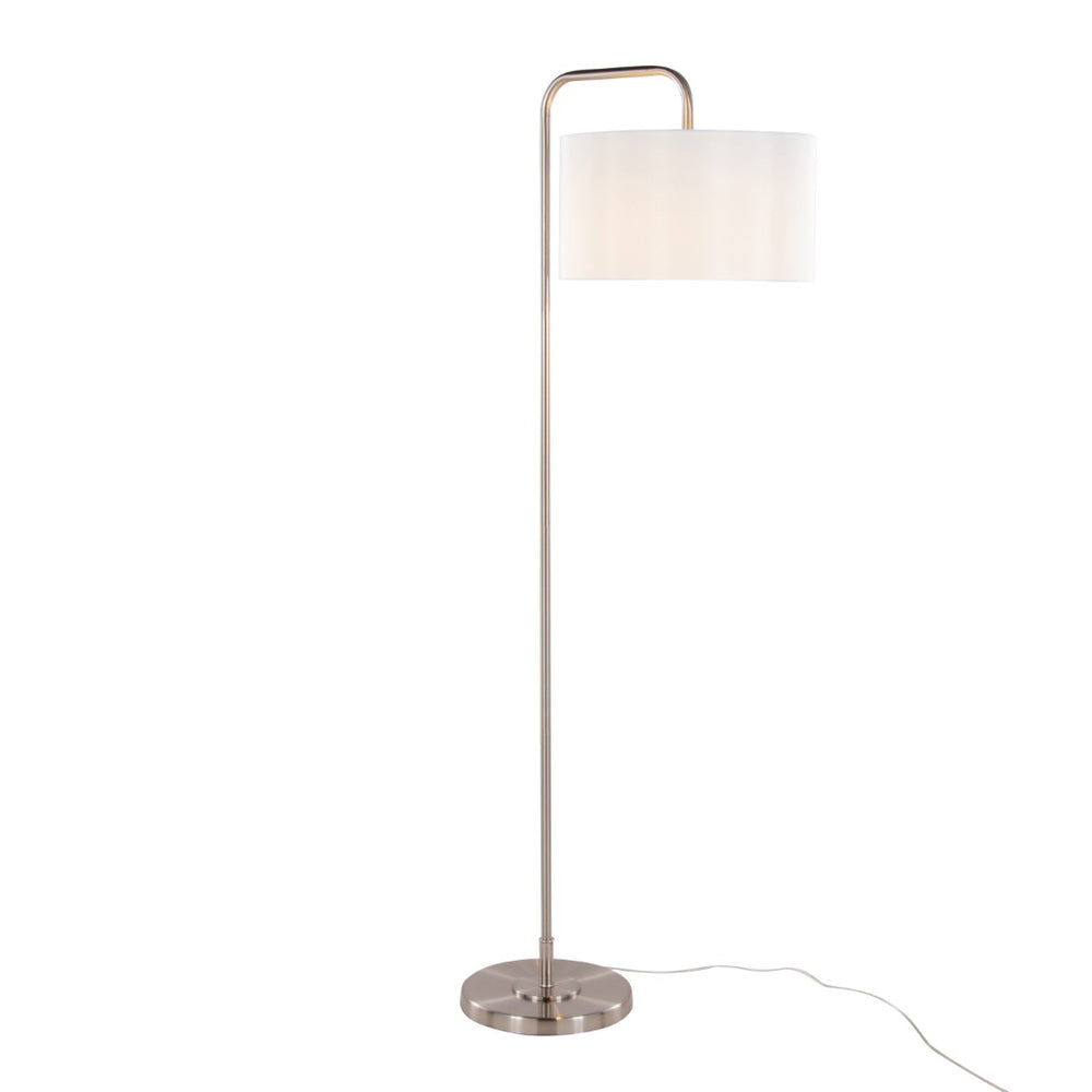 English Elm 63" Arched Brushed Nickel Floor Lamp with Linen Drum Shade for Modern Living B202P223990