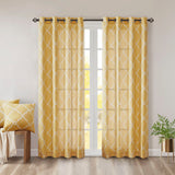 Madison Park Saratoga Modern/Contemporary Fretwork Print Grommet Top Window Curtain Panel MP40-1572 Yellow/White