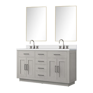 English Elm White Oak Double Bath Vanity Set With Cultured Marble Top, Chrome Faucets, And Large Mirror Included B2731S01697-GIGA