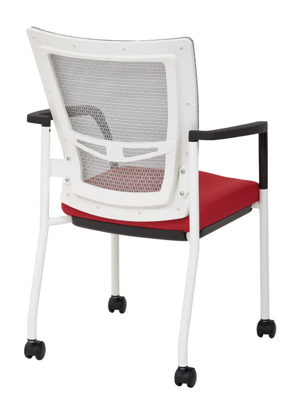 OSP Home Furnishings Progrid® Mesh Back Guest Chair with Lumbar Support Padded Seat and Metal Frame Red 8840W-9