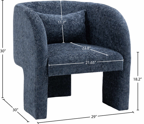 Sawyer Navy Chenille Fabric Accent Chair 493Navy Meridian Furniture