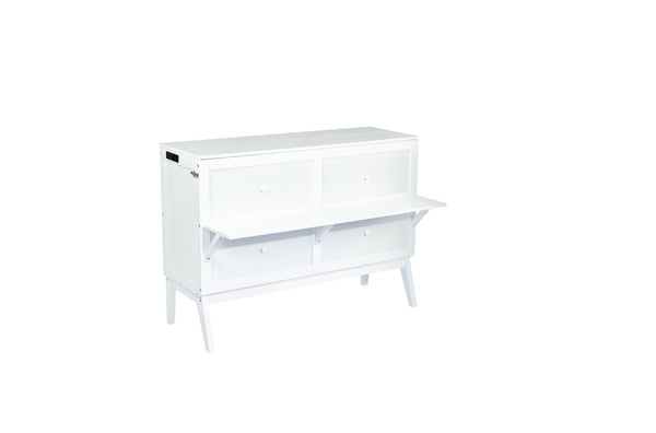 English Elm Full Size Murphy Cabinet Bed Solid Pine with Usb Charging Desk Home Office W504S00166
