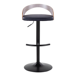 English Elm Adjustable Swivel Barstools with Faux Leather Seats and Black Metal Base Set of 3 B202S02022