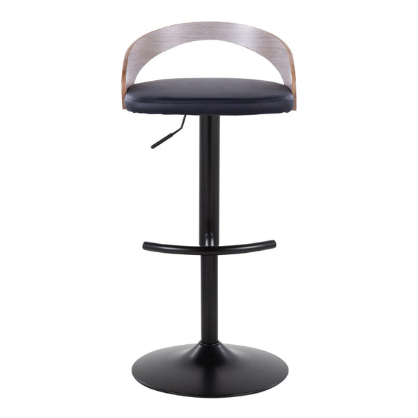 English Elm Adjustable Swivel Barstools with Faux Leather Seats and Black Metal Base Set of 3 B202S02022