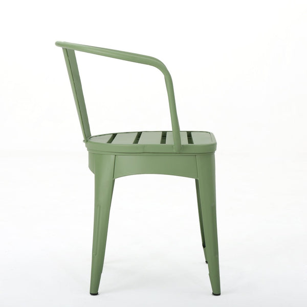 English Elm Colmar Outdoor Iron Bistro Set Powder Coated Slatted Armchairs Round Patio Table Green 56558.00MCG