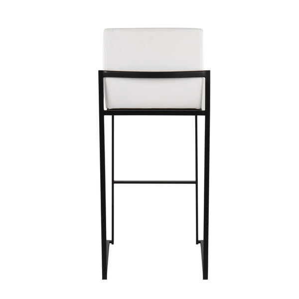 English Elm Fuji 30" High Back Barstool Set Of 3 In Elegant White Velvet & Sturdy Black Steel – Modern Comfort! B202P222214