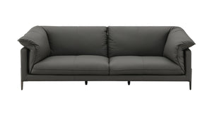 English Elm Tadi Black Top Grain Leather Sofa with Memory Foam & Feather Cushions, KD Metal Legs, Durable Comfort B2726S00263