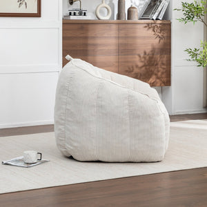 English Elm Giant Corduroy Bean Bag with Armrests Shredded Foam Lounge Chair for Living Room Beige W2200P442622