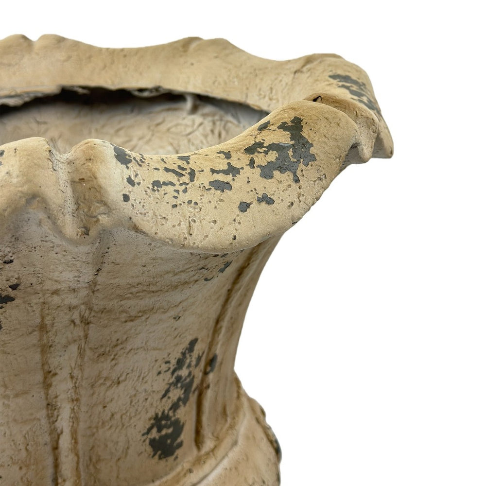 English Elm Mgo Artisan Hand-painted Antique White Outdoor Square Urn Planter for Patio Gardens W5230P449938