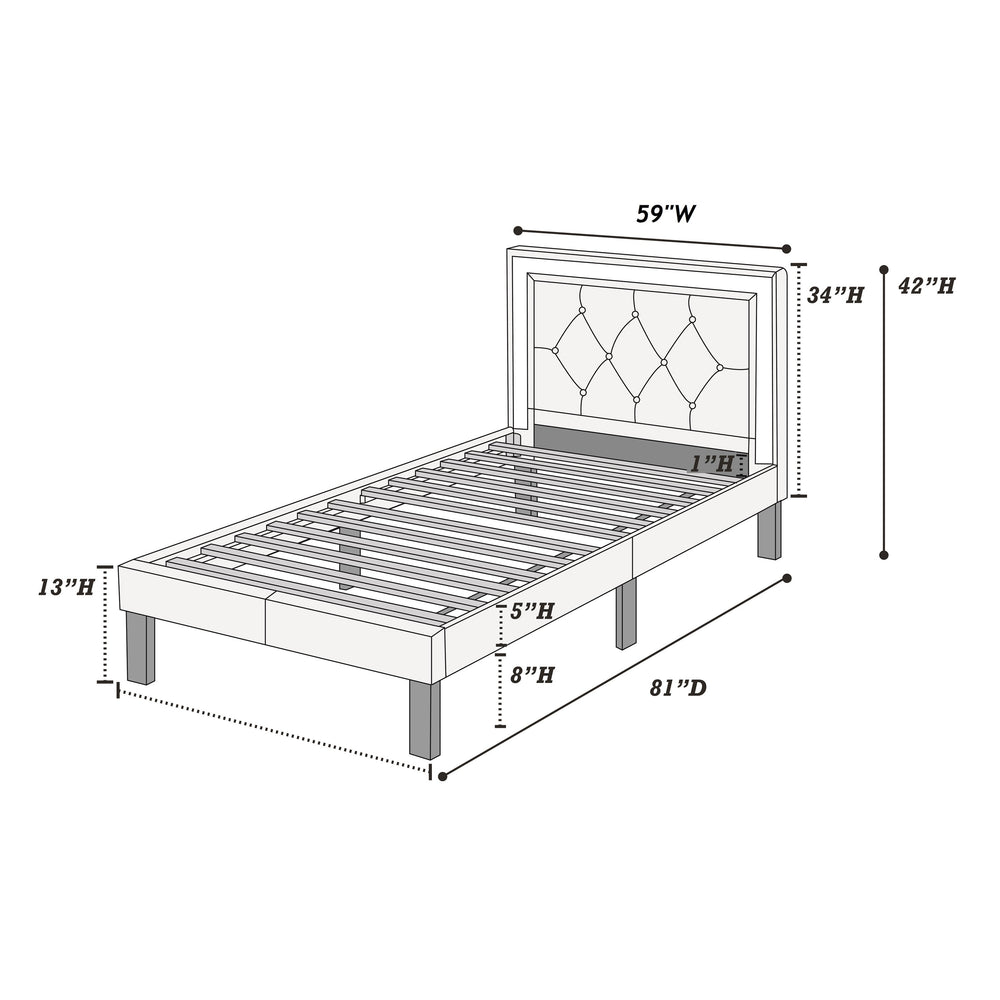 English Elm Modern Glam Tufted Faux Leather Bed with Glitter Frame and Diamond Accents, Full Size, 12-Slat Support, Sturdy Middle Legs, Elegant Upholstered Headboard Pink 60 L x 36 W x 6 H B011P400278