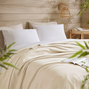 English Elm 1-piece King Jacquard Cotton Blend Blanket Aztec Woven Soft Breathable Bedroom Layer Ivory B035P437471
