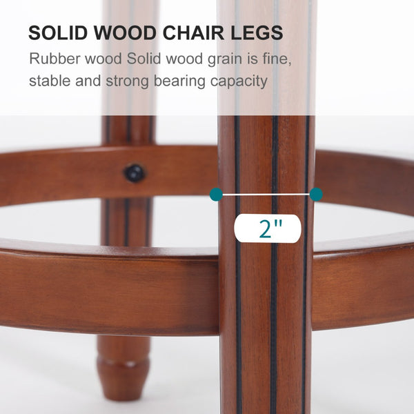 English Elm Seat 29.5" Cow-Top Leather Bar Stool With 360° Swivel For Kitchen Counter, Solid Wood Frame, Black W2195P268322-GIGA