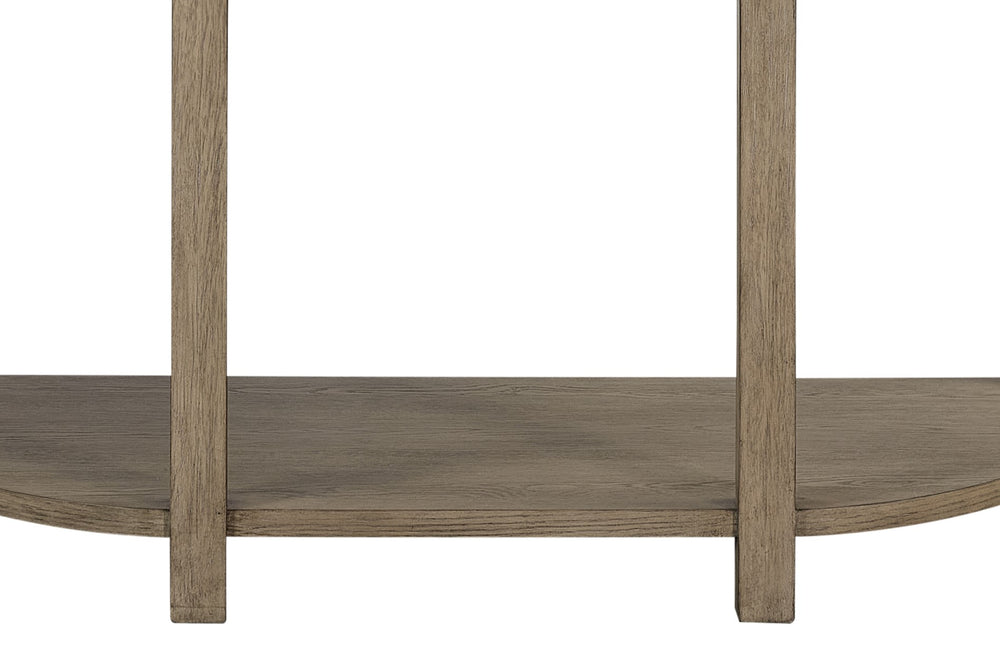 English Elm Curved 1-Drawer Console Table in Toffee Taupe Natural Finish — Elegant Curved Silhouette, Soft‑Close Drawer, Open Shelf B2699P323082
