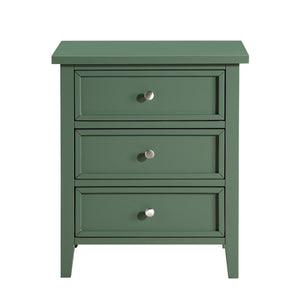 English Elm Luca 3-Drawer Nightstand with Dovetail Drawers and Metal Glides, Tapered Legs, No Assembly Required Antique Green B050P376950