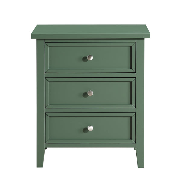 English Elm Luca 3-Drawer Nightstand with Dovetail Drawers and Metal Glides, Tapered Legs, No Assembly Required Antique Green B050P376950