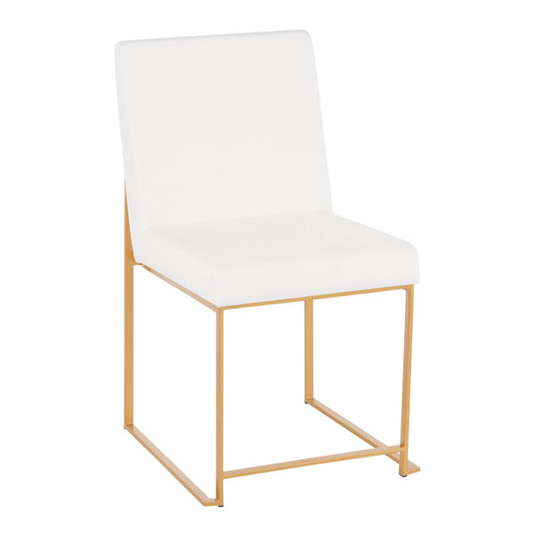 English Elm High Back Fuji Dining Chairs In Plush White Velvet & Sleek Gold Frame - Set Of 2 For Modern Glamour B202P223545