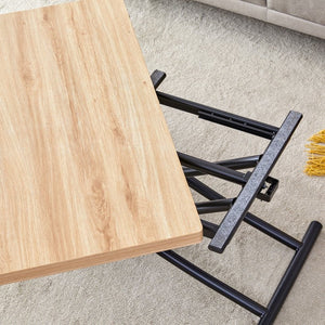 English Elm Table and Chair Set Adjustable Height Mdf Wood Grain Top with Four Pu Seats W1151S03991