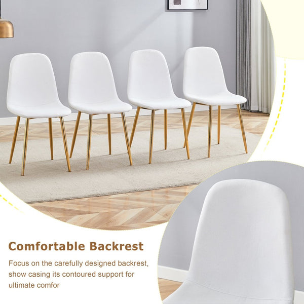 English Elm Table and Chair Set Extendable Round Mdf Dining with Gold Legs Linen Seats W1151S03957
