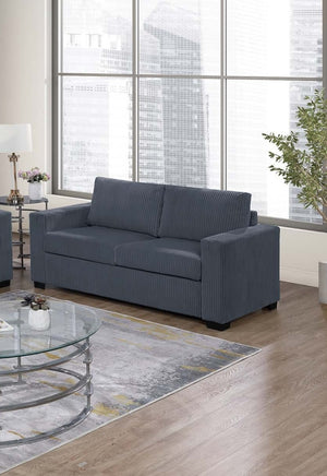 English Elm Elegant Wide-Welt Corduroy 2-Piece Sofa Set with Console Charging Station, Cup Holders, Loveseat Dark Gray 39 L x 26 W x 53 H B011S01742