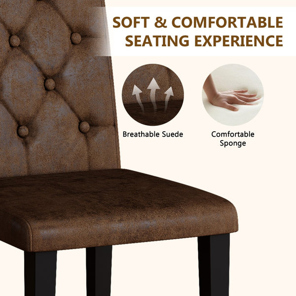 English Elm 4-pack Button-tufted Faux Suede Dining Chairs with Black Metal Legs for Modern W1151P295723