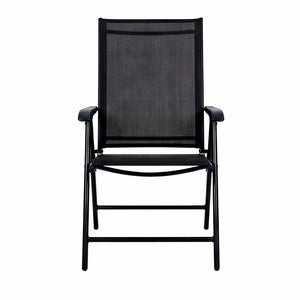 English Elm Outdoor Stackable Folding Chairs Set Ergonomic Mesh Back Steel Frame Patio Seating Black W5159P445935