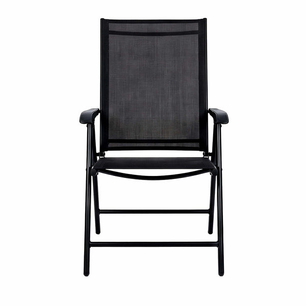 English Elm Outdoor Stackable Folding Chairs Set Ergonomic Mesh Back Steel Frame Patio Seating Black W5159P445935