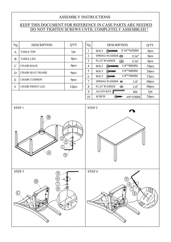 English Elm Gray 7pc Dining Set with Rectangular Table & Cushioned X-Cross Back Chairs, Nailhead Trim, 60" spacious B011P348932