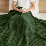 Madison Park Rowan Casual Waffle Knit Chenille Throw MP50-8273 Green