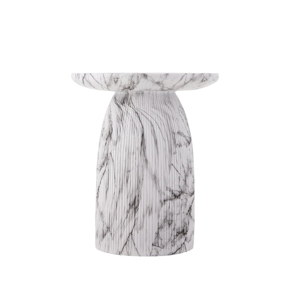 English Elm Outdoor Mgo Cylindrical Side Table Handcrafted Marble Effect Finish for Patio or Living Room N772P384671M