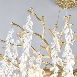 English Elm 10-light Gold Rectangular Chandelier Seeded Glass Globe Fixture for Dining Room W5008P466528
