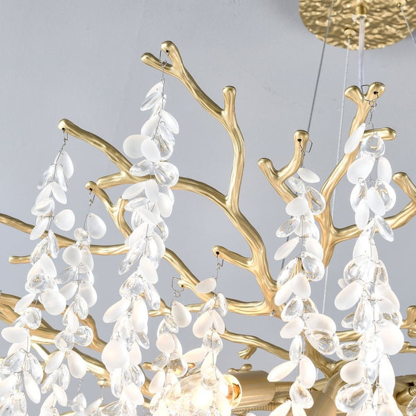 English Elm 10-light Gold Rectangular Chandelier Seeded Glass Globe Fixture for Dining Room W5008P466528