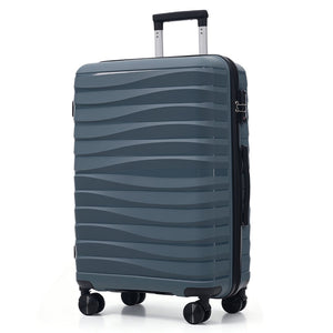 English Elm Premium Polypropylene Hard Shell Luggage Set Three Piece with Tsa Locks Spinner Wheels Grey-Blue N726P460073C