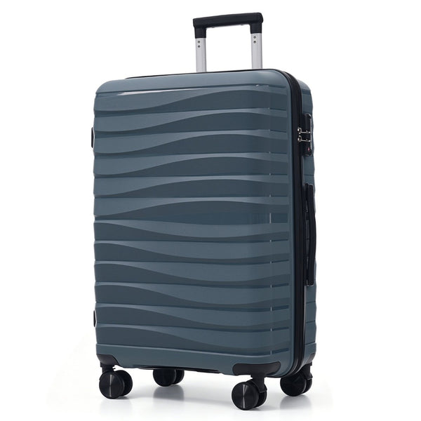 English Elm Premium Polypropylene Hard Shell Luggage Set Three Piece with Tsa Locks Spinner Wheels Grey-Blue N726P460073C