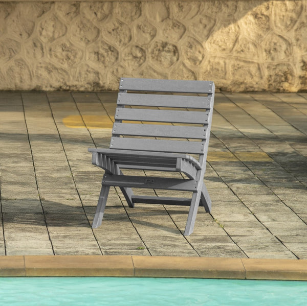 English Elm Grandcourt Recycled Hdpe Outdoor Folding Chair with Marine Grade Hardware for Patio Use Gray B2745P409670