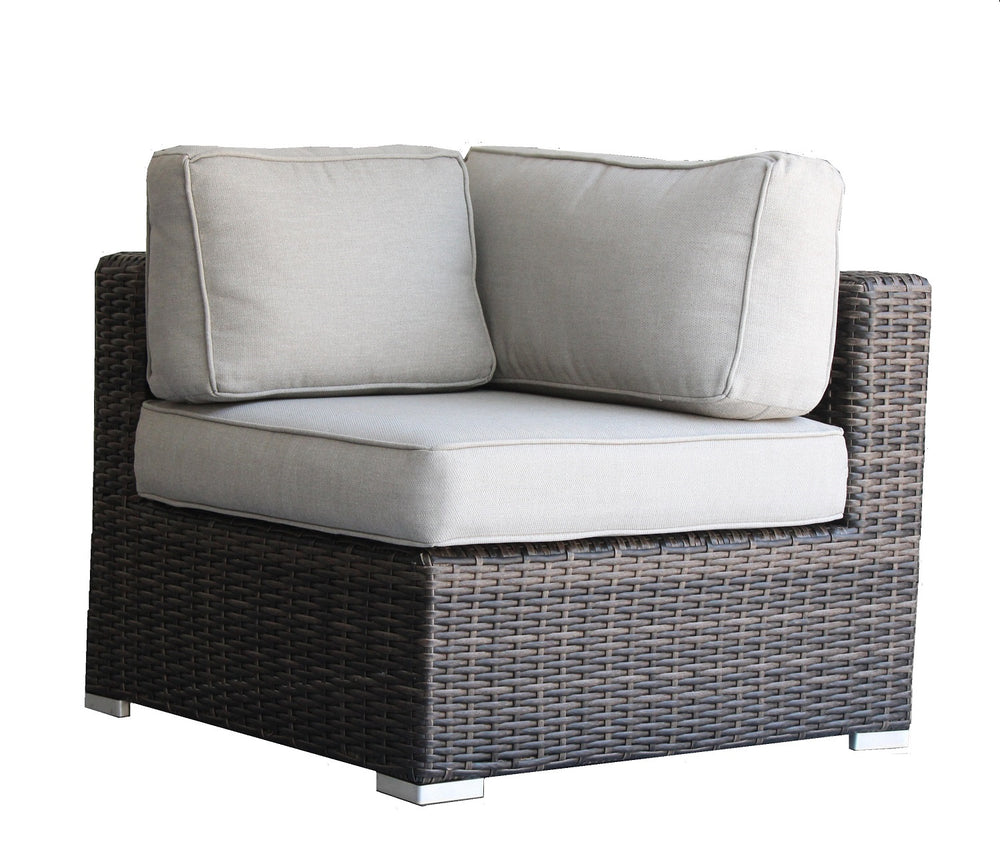 English Elm Minnesota Wicker Sectional Corner Chair - Cozy, Weather-Resistant Outdoor Seating With Plush Cushions B120P233845