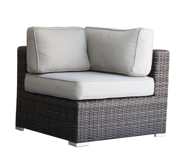 English Elm Minnesota Wicker Sectional Corner Chair - Cozy, Weather-Resistant Outdoor Seating With Plush Cushions B120P233845