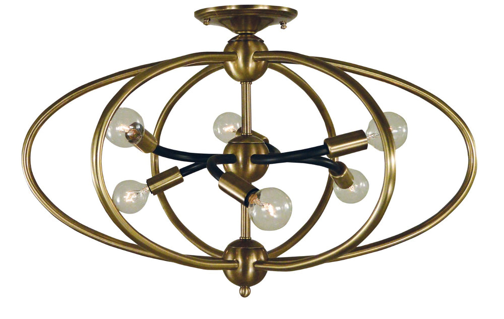 Framburg 6-light Mahogany Bronze Theorem Chandelier - Elegant Flush Mount For Timeless Home Décor And Style Antique Brass With Matte Black Accents Metal 4947 Ab/Mblack