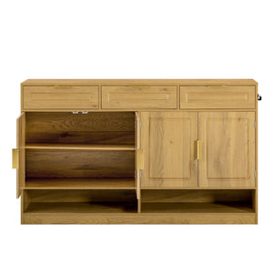 English Elm U-Style Farmhouse Sideboard With 3 Drawers & 4 Doors – Stylish Storage Buffet For Every Room! N711P345213O-GIGA