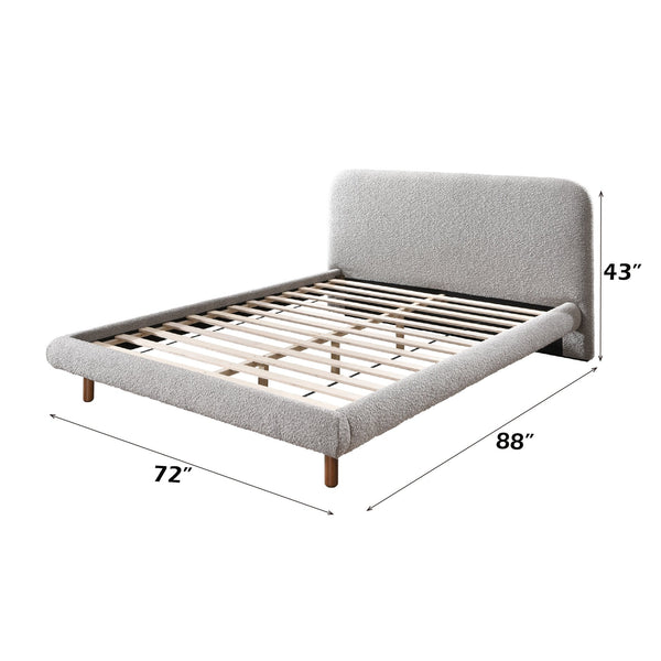 English Elm Cleo Upholstered Boucle Eastern King Bed with Solid Wooden Frame, Slat Support, No Box Spring Needed Gray 69.49 L x 7.48 W x 7.68 H B2726S00459