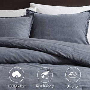 English Elm 2PCS Washed Microfiber Twin/Twin XL Comforter Set with Plush Poly Fill and Soft Standard Sham Pair Blue 23 L x 21 W x 9.5 H B035P341111