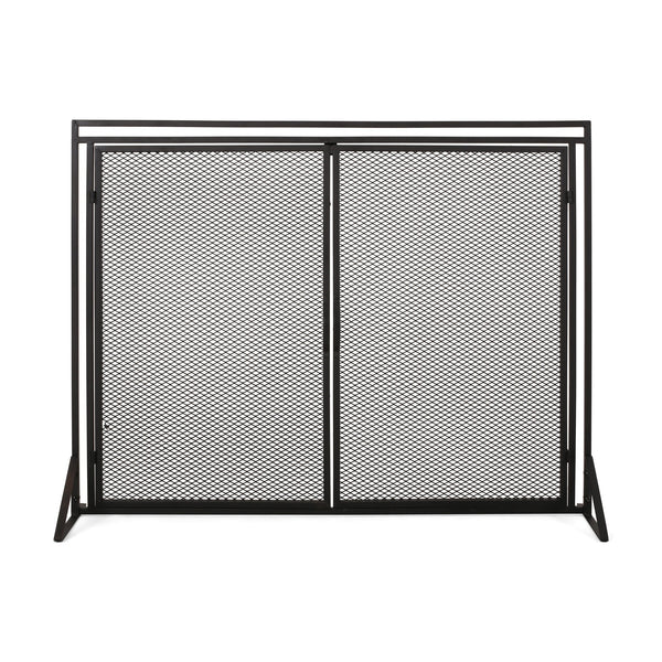 English Elm Christopher Knight Home® - FIREPLACE Samantha Iron Screen with Matte Finish, Handcrafted Mesh Guard, Dual Doors & Sleek Frame Black 67721.00