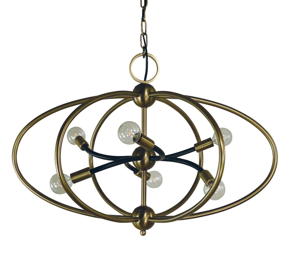 Framburg 6-light Exquisite Chandelier With Elegant Brushed Nickel Finish For Stunning Home Décor Enhancements Antique Brass With Matte Black Accents Metal 4948 Ab/Mblack
