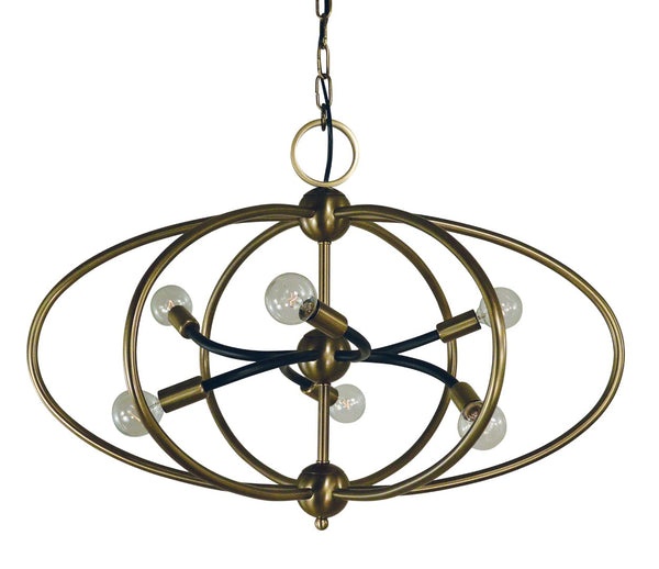 Framburg 6-light Exquisite Chandelier With Elegant Brushed Nickel Finish For Stunning Home Décor Enhancements Antique Brass With Matte Black Accents Metal 4948 Ab/Mblack