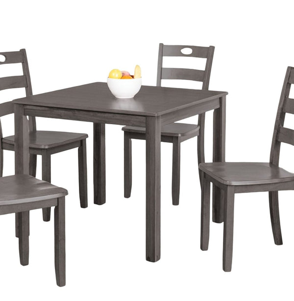 English Elm 5pc Square Dining Set with Slat Back Chairs, Transitional Gray Finish, 36" Table, Easy Assembly B2741P381506