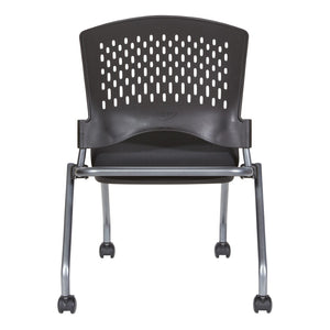 OSP Home Furnishings Soft-flex Frame Steel Folding Chair Cushioned Seat Ventilated Back for Office Use Coal 83220-30