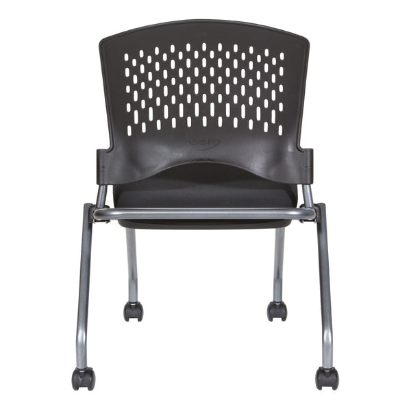 OSP Home Furnishings Soft-flex Frame Steel Folding Chair Cushioned Seat Ventilated Back for Office Use Coal 83220-30