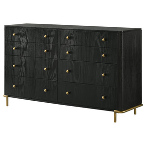 English Elm Anser 8-Drawer Black Dresser With Gold Knobs - Modern Storage Solution For Stylish Bedrooms B062P358455