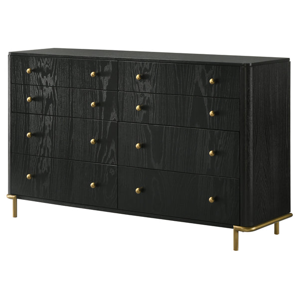 English Elm Anser 8-Drawer Black Dresser With Gold Knobs - Modern Storage Solution For Stylish Bedrooms B062P358455