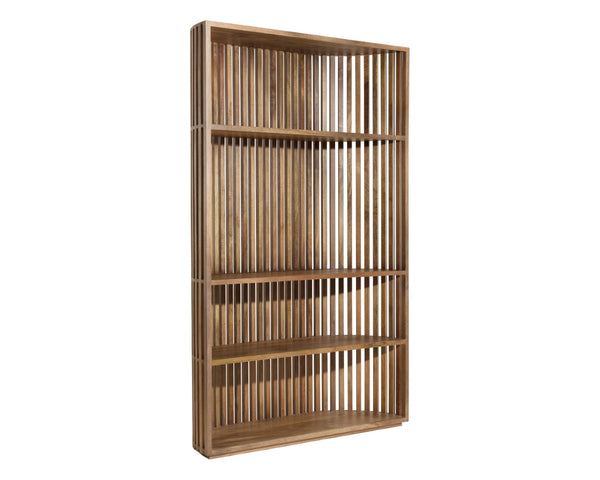 Sunpan TESSA Bookcase - Artisan Crafted Natural Mango Wood with Curved Frame for Stylish Storage Solutions 112590